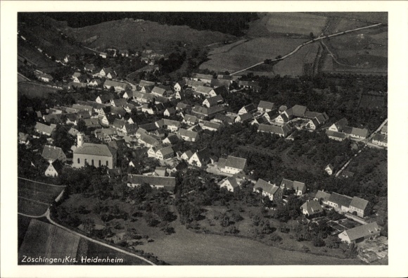 Postcard Zöschingen in Swabia, aerial photograph