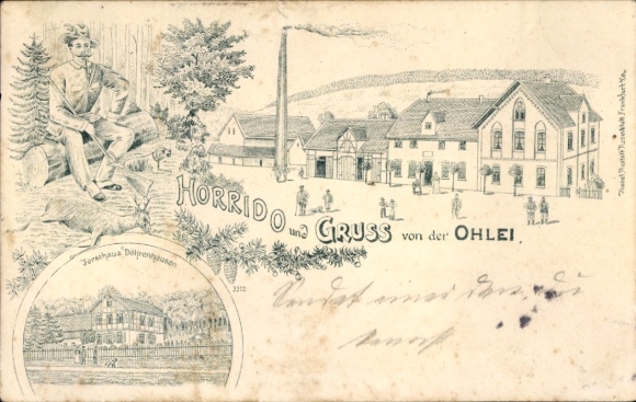 Chromo-Litho Klein Döhren Liebenburg am Harz, Gasthaus zur Ohlei, Forsthaus Döhrenhausen
