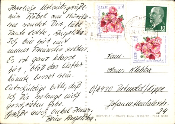 Maps Artist Postcard Hoppe, Around the Müritz, Waren, Rechlin, Zielow, Röbel