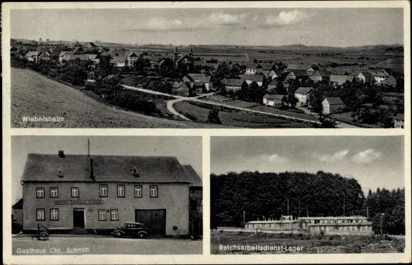 Pocztówka Wiebelsheim am Rhein Hunsrück, Zajazd Schmitt, Obóz Pracy Rzeszy RAD 1 244