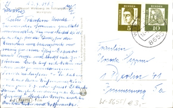 Postcard Wirsberg in the Fichtelgebirge, market square