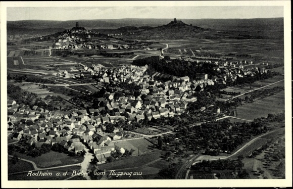 Postcard Rodheim Bieber Biebertal in Hesse, aerial photograph from a bird's eye view