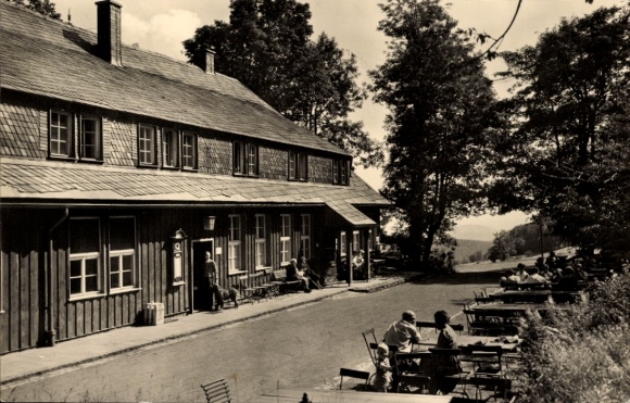 Postcard Vesser Suhl in Thuringia, mare's house, holiday home, mountain restaurant, VEB Carl Zeiss, Jena