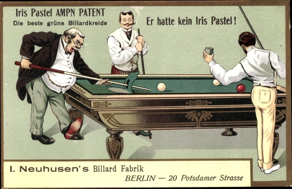KP Iris Pastelowa zielona kreda bilardowa, fabryka bilarda I. Neuhusen Berlin