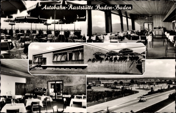 Postcard Baden Baden, Sandweier, motorway rest area, owner Alfred Erath