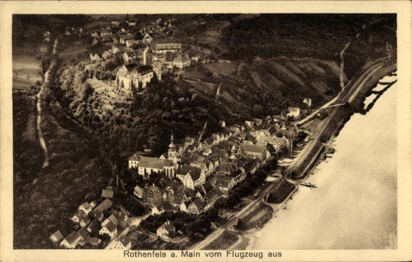 Postcard Rothenfels am Main Lower Franconia, aerial photograph
