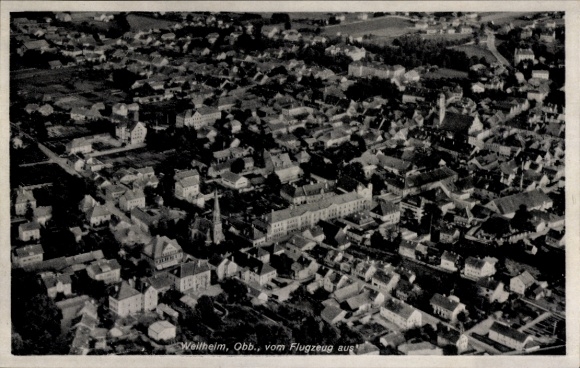 Postcard Weilheim Upper Bavaria, aerial photograph