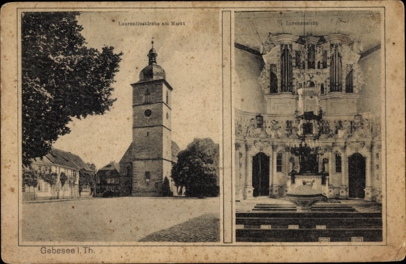 Ak Gebesee im Kreis Sömmerda Thüringen, Laurentiuskirche am Markt, Inneres, Orgel