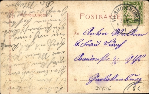 Postcard Ortenburg in Lower Bavaria, view of the market square, fountain