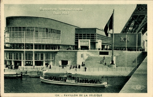 Ansichtkaart Parijs, Exposition Internationale 1937, Pavillon de la Belgique