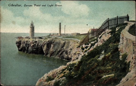 Postcard Gibraltar, Europa Point and Lighthouse