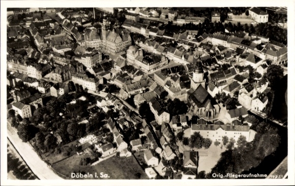 Ak Döbeln in Sachsen, Luftaufnahme von   Bauwerke, Stadtansicht