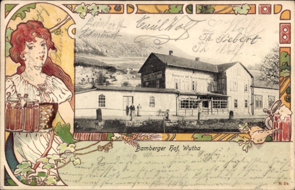 Passepartout Postcard Wutha Farnroda in Thuringia, Bamberger Hof