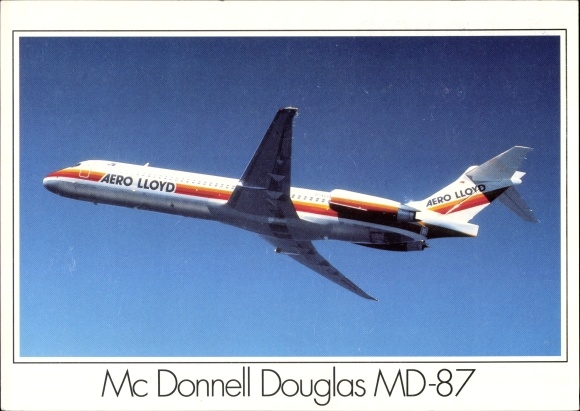Postcard passenger aircraft Aero Lloyd, Mc Donnell Douglas MD 87