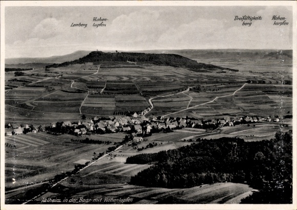 Ak Talheim Mössingen in Württemberg, landschapsmening van Hohenlupfen, Lemberg, Hohenberg, Dre