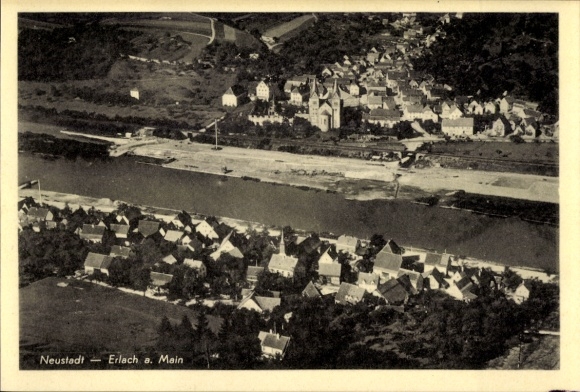 Postcard Erlach Neustadt am Main Lower Franconia, aerial photograph