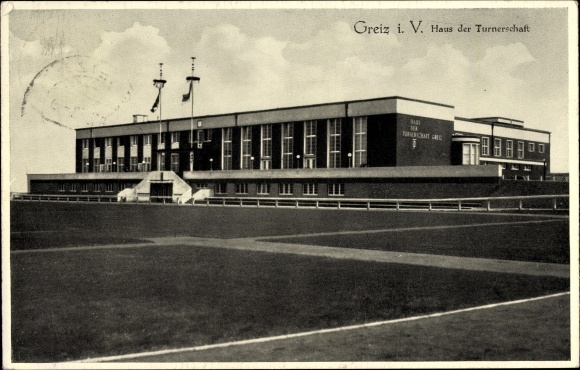 Ak Greiz Thüringen, Haus der Turnerschaft, Gesamtansicht 