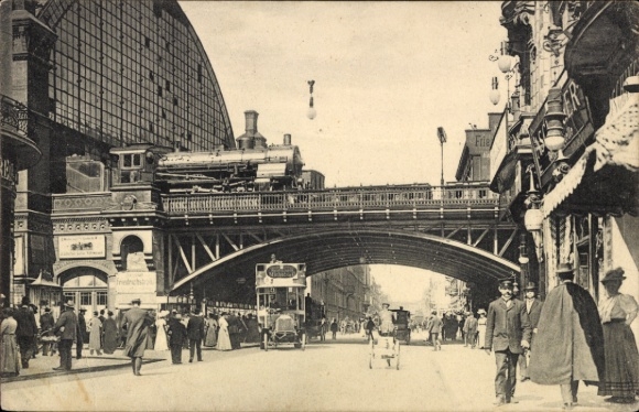 Ak Berlin, Friedrichstraße, Bahnhof, Dampflok