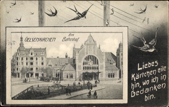Passepartout Postcard Gelsenkirchen in the Ruhr area, Schwalben station