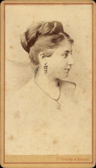 CdV portrait of a woman in profile, hair pinned up