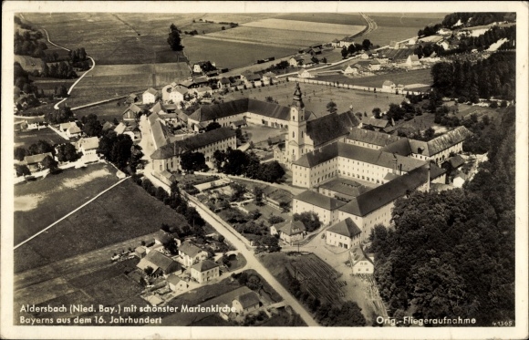 PC Aldersbach in Lower Bavaria, aerial photograph, Marienkirche
