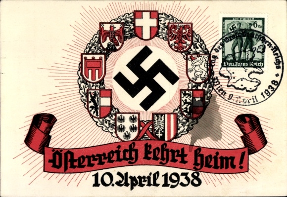 PC Austria returns home, Greater Germany, Anschluss 10 April 1938, coat of arms