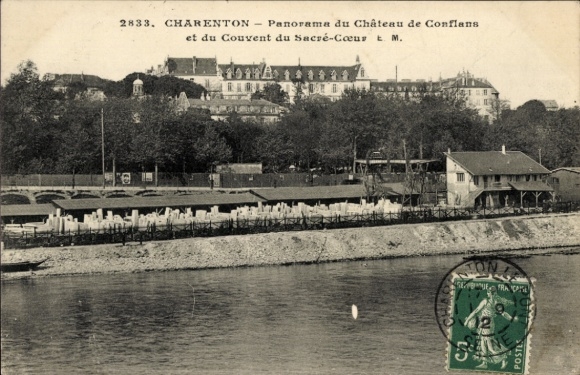 Postcard Charenton le Pont Val de Marne, panorama of the Château de Conflans