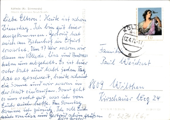 Postcard Kölleda in Thuringia, Martin-Andersen-Nexø-Straße