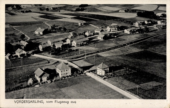 Postcard Vordersarling Unterdietfurt, aerial photograph