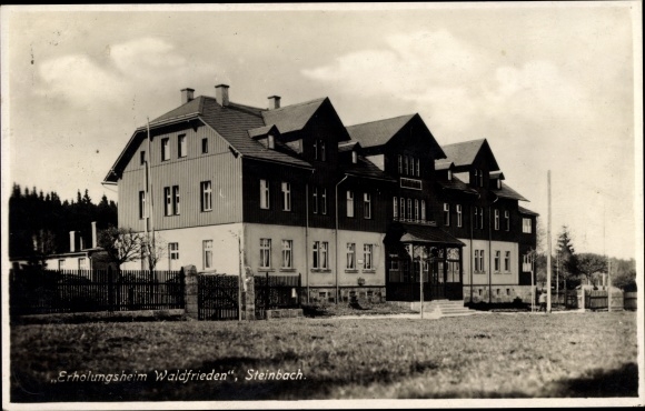 Postcard Steinbach Johanngeorgenstadt in the Ore Mountains, Waldfrieden convalescent home, BKK for machine factories