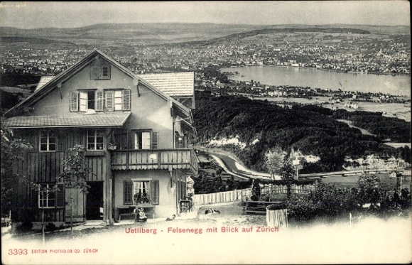 KP Zurich City Szwajcaria, Uetliberg, Felsenegg, widok domu na pierwszym planie, krajobraz
