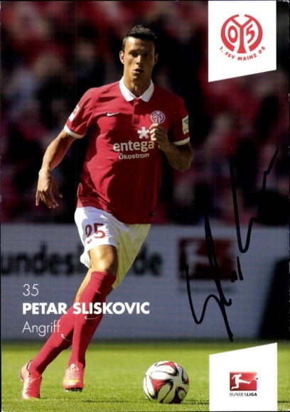 Autograph card footballer Petar Sliskovic, 1. FSV Mainz 05