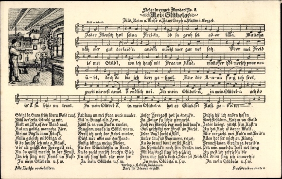 Song Postcard Soph, Hans, Mei Stübela, Ore Mountain dialect no. 8th