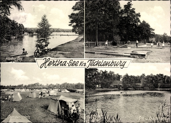 Ak Hörstel in Westfalen, Herthameer, camping, midgetgolfbaan, meer, restaurant
