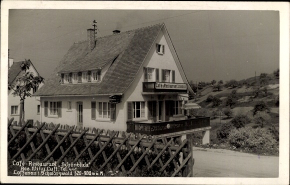 Postcard Loffenau in the Black Forest, Cafe Restaurant Schönblick