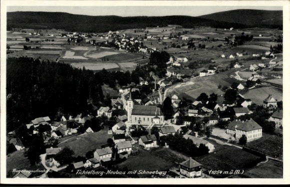 Postcard Fichtelberg in the Fichtelgebirge Upper Franconia Bavaria, aerial photograph