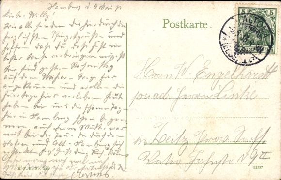 Postcard Hamburg Nord Barmbek, elevated railway, stop, market square