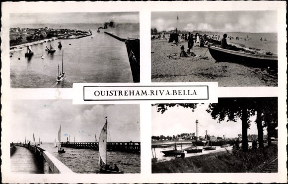 Postcard Ouistreham Riva Bella Calvados, Beach, Sailing Boats