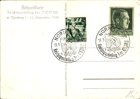 Postcard Reich Party Rally of the NSDAP Nuremberg 1938, Eagle
