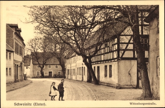 Ansichtkaart Schweinitz Jessen an der Elster, Wittenberger Strasse, kinderen
