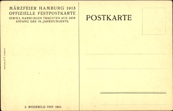 KP artystyczna Strój hamburski z 1802 r., małżeństwo, obchody marcowe Hamburg 1913 r