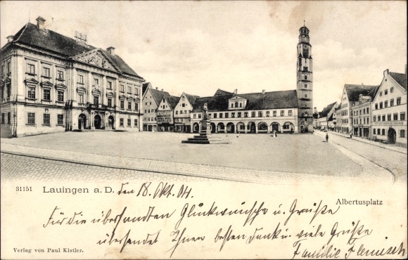 Ak Lauingen op de Donau Zwabische Alb, Albertusplatz