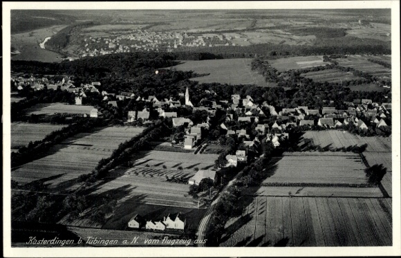 Postcard Kusterdingen in the Neckar Valley Baden Württemberg, aerial photograph of the town and surroundings, fields
