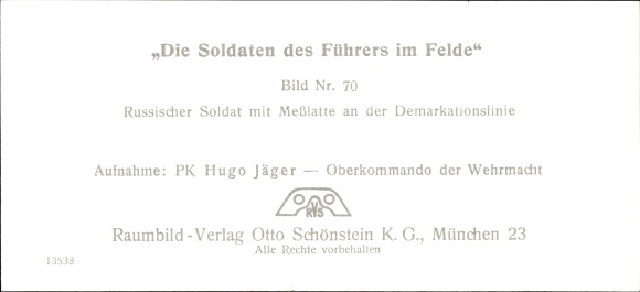 Stereo spatial image photo &quot;The soldiers of the Führer in the field&quot;, No. 70, Russian soldier, demarcation line