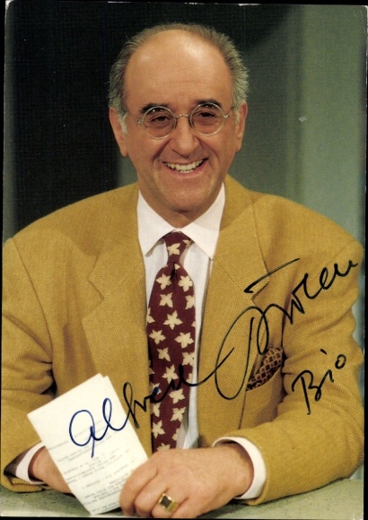 Postcard actor and presenter Dr. Alfred Biolek, portrait, autograph