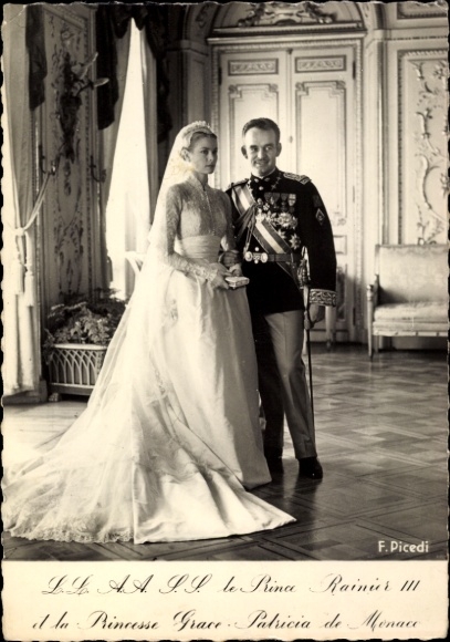 PC Prince Rainier III of Monaco, Grace Kelly, Princess Grace of Monaco, wedding 1956