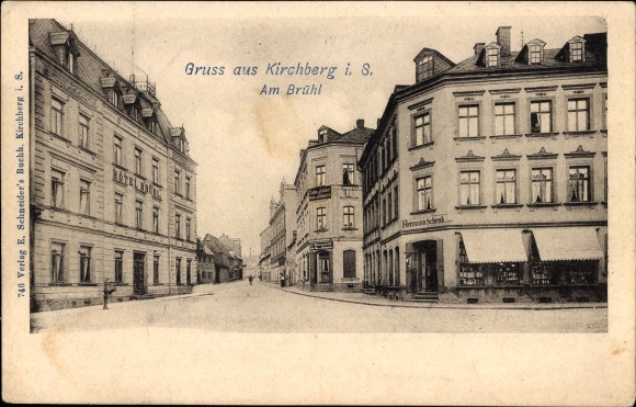 PC Kirchberg in Saxony, Am Brühl, Hotel Brühl, shop Hermann Schenk, Paul Jammrath