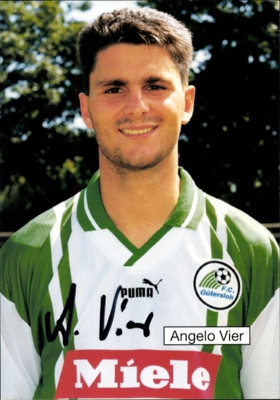 Autogrammkarte Fußballer Angelo Vier, FC Gütersloh, Autogramm