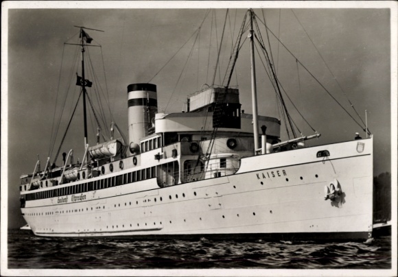 Postcard Turbine Express Steamer Kaiser, Sea Service East Prussia, HAPAG