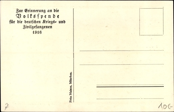 Artist PC Hohlwein, Ludwig, public donation for the German prisoners of war and civil prisoners 1916